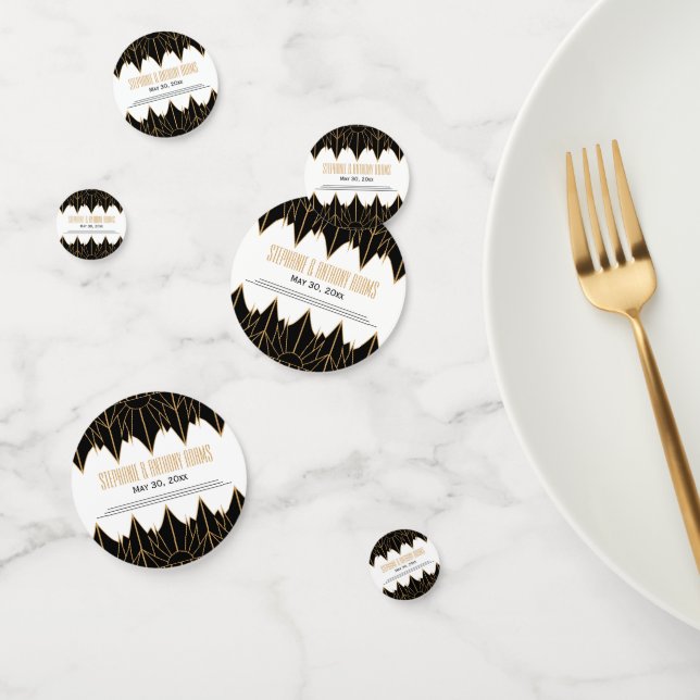 Gold and Black Art Deco Pattern Wedding Confetti (Group)