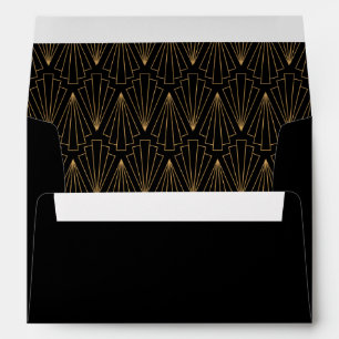 Gold and Black Art Deco Pattern Wedding Envelope
