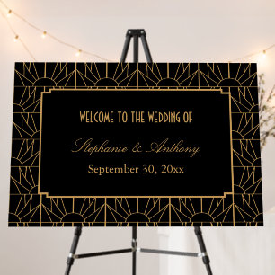 Gold and Black Art Deco Pattern Wedding Foam Board