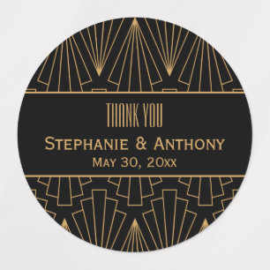 Gold and Black Art Deco Pattern Wedding Labels