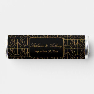 Gold and Black Art Deco Pattern Wedding Paper Cups Breath Savers® Mints