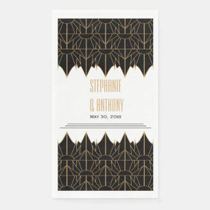 Gold and Black Art Deco Pattern Wedding Paper Guest Towels