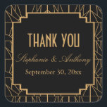 Gold and Black Art Deco Pattern Wedding Square Sticker<br><div class="desc">Gold and black art deco pattern wedding thank you sticker. The design features a trendy gold and black art deco pattern.</div>