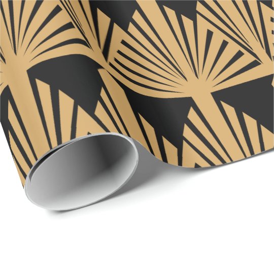 Gold and Black Art Deco Pattern Wrapping Paper