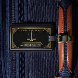 Gold and Black Attorney At Law Luggage Tag