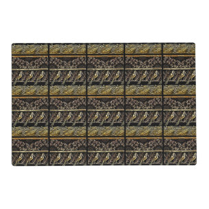gold and black Birds fish Butterfly art pattern Placemat