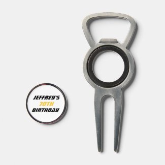 Gold and Black Birthday Golf Bottle Opener