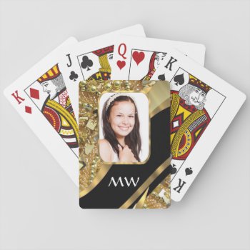 Gold And Black Bling Playing Cards by photogiftz at Zazzle