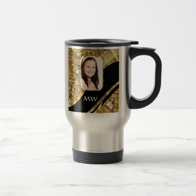 Gold and black bling travel mug (Right)