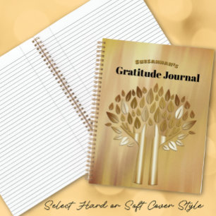 Gold and Black Bokeh Gratitude Cover Notebook