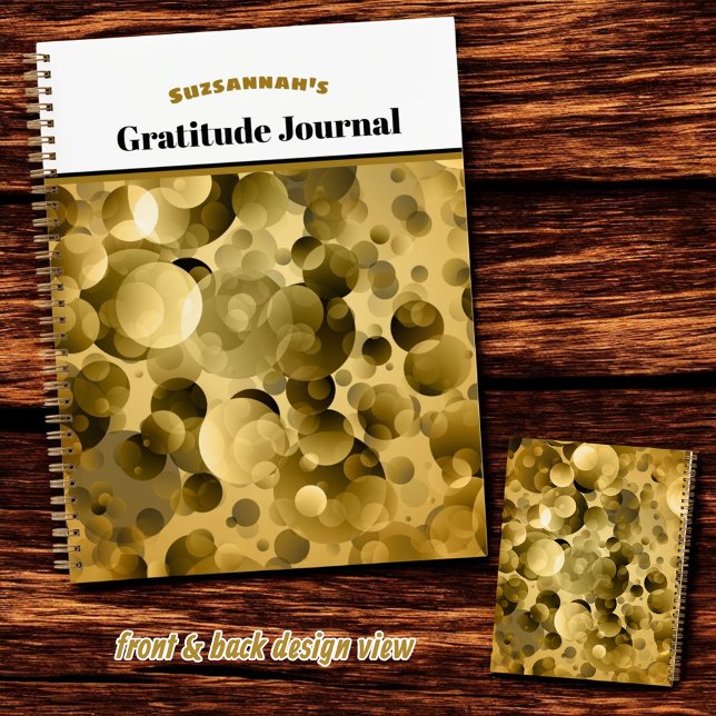 Gold and Black Bokeh Gratitude Cover Notebook (Template front cover notebook  design and back view..)