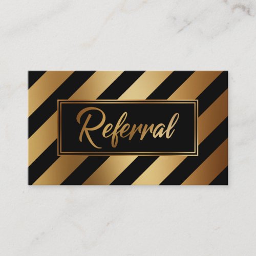 Gold and Black Bold Diagonal Stripe Referral Cards