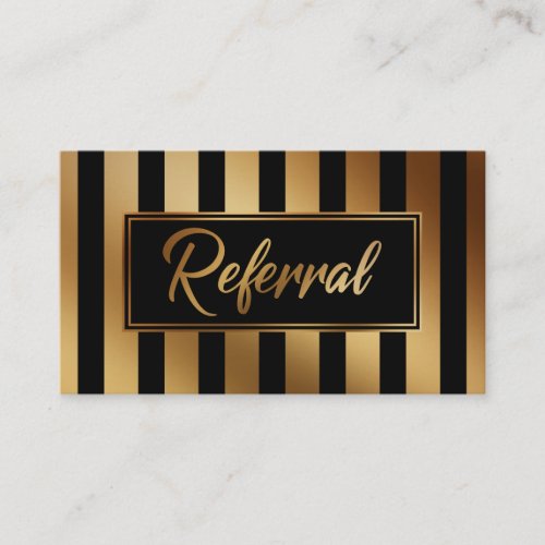 Gold and Black Bold Vertical Stripe Referral Cards
