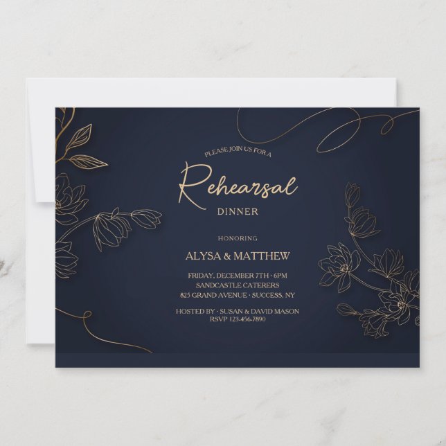 Gold and Black Botanical Invitation (Front)