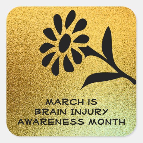 Gold and Black Brain Injury Awareness Month Square Sticker