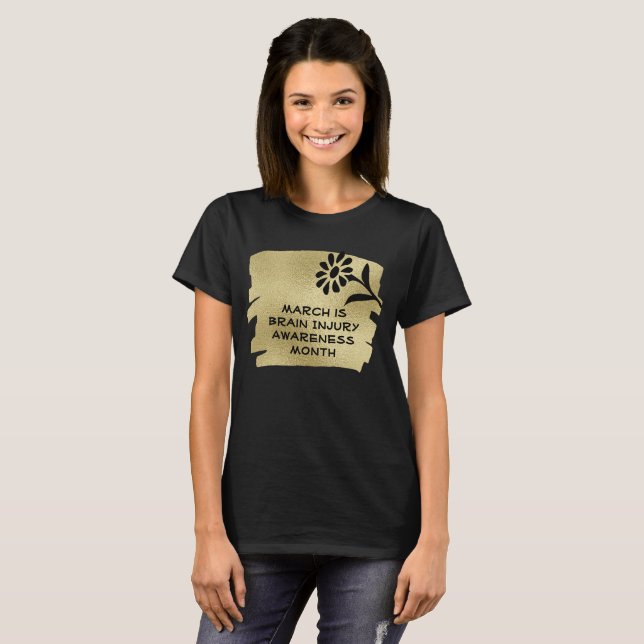 Gold and Black Brain Injury Awareness T-Shirt (Front Full)
