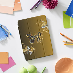 Gold and Black Butterfly Floral iPad Pro Cover