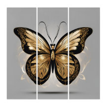 Gold and Black Butterfly on Silver