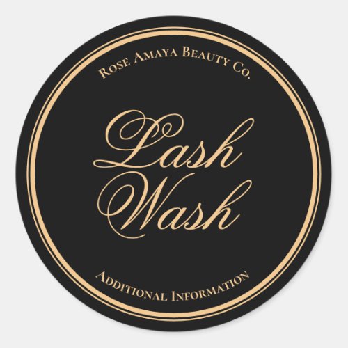 Gold And Black Calligraphy Custom Lash Wash Label
