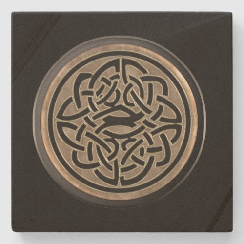 Gold and Black Celtic Knot Stone Coaster