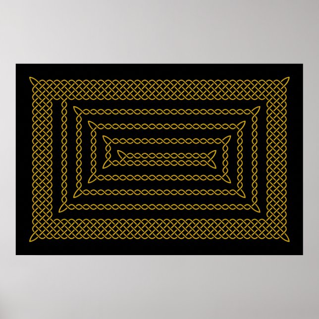 Gold And Black Celtic Rectangular Spiral Poster (Front)