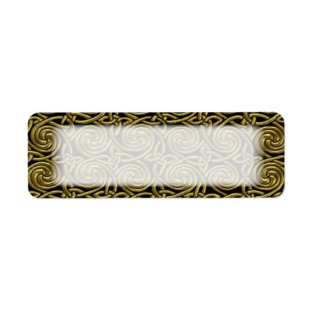 Gold And Black Celtic Spiral Knots Pattern Label (Front)