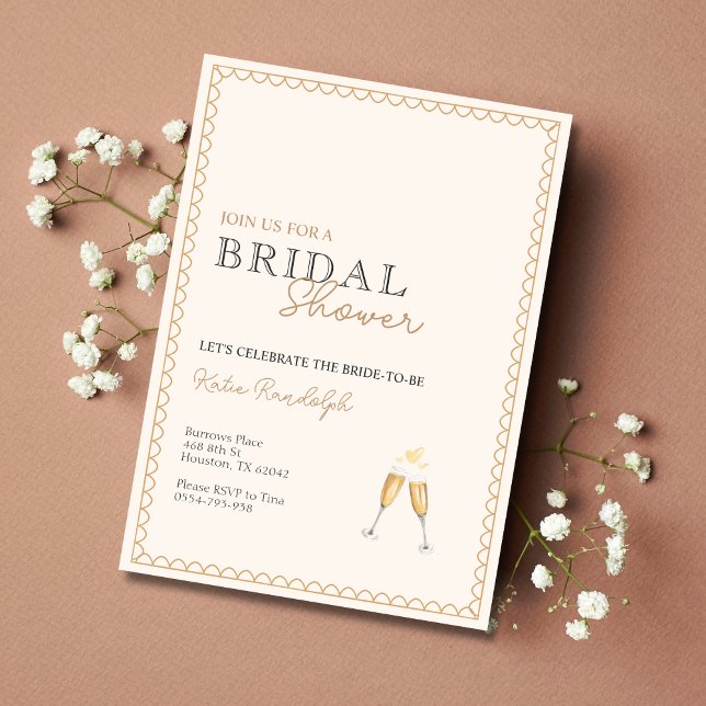 Gold and Black Champagne Bridal Shower Invitation (Creator Uploaded)