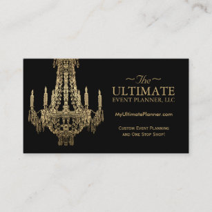 Gold and Black Chandelier Business Cards