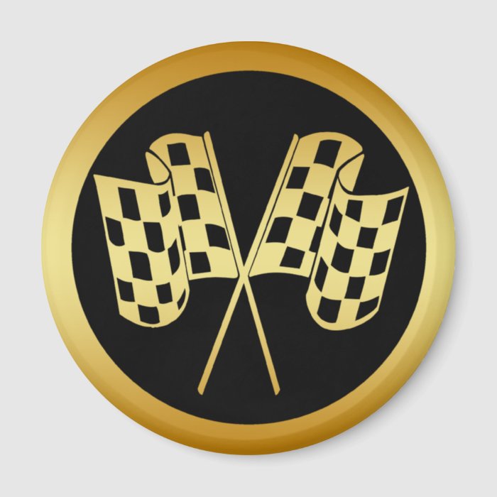 GOLD AND BLACK CHECKERED FLAG MAGNET