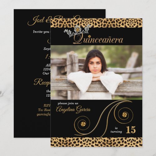Quinceanera Invitation in Cheetah Print