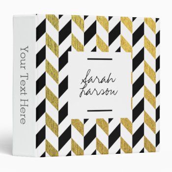 Gold And Black Chevron Professional Binder by Sweet_Breeze at Zazzle