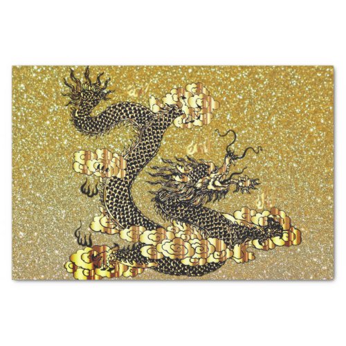 Gold and Black Chinese Dragon Tissue Paper