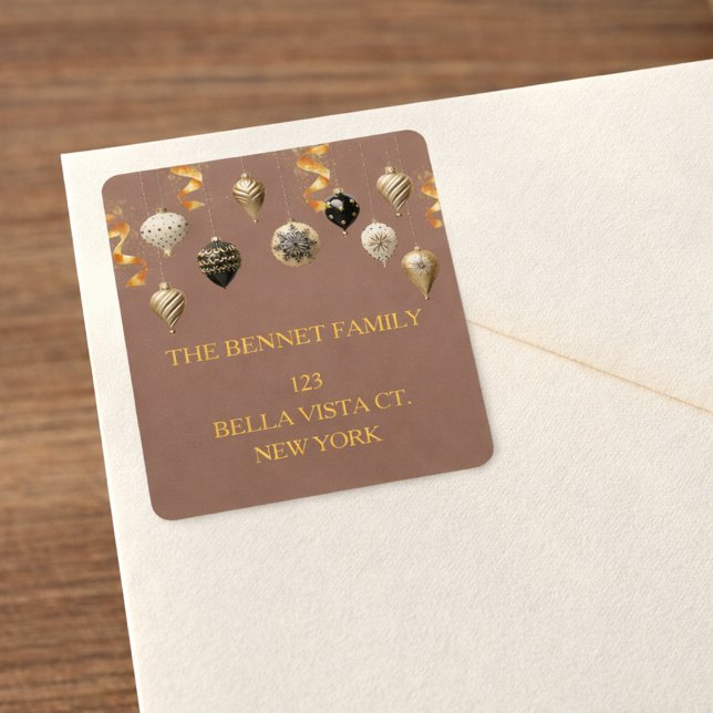 Gold and Black Christmas Baubles Label (Creator Uploaded)