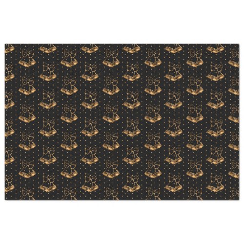 Gold and Black Christmas Bells Tissue Paper