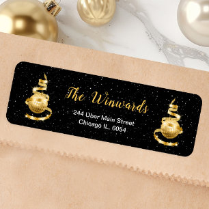 Gold and Black Christmas Ornament Label