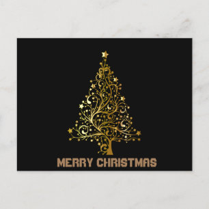 Gold and Black Christmas Tree Postcard