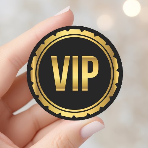 Gold and Black Circle VIP Party Pass Classic Round Sticker
