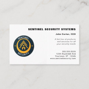 Gold and Black Circular Logo Security Business Card