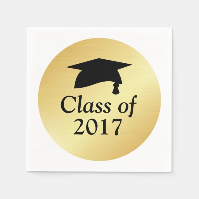 Gold and Black Class of 2017 Graduation Napkin (Front)