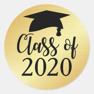 Gold and Black Class of 2020 Graduation Favor Classic Round Sticker
