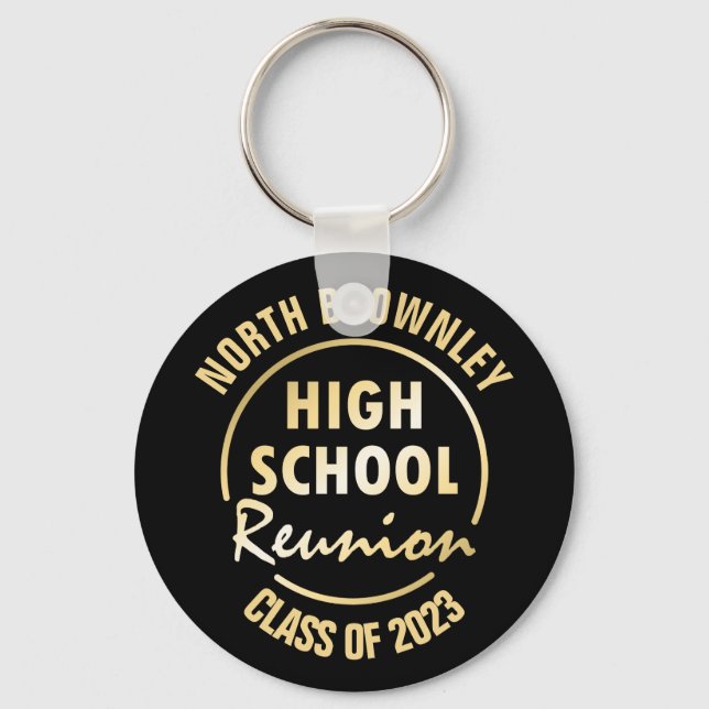 Gold and Black class reunion keychain (Front)