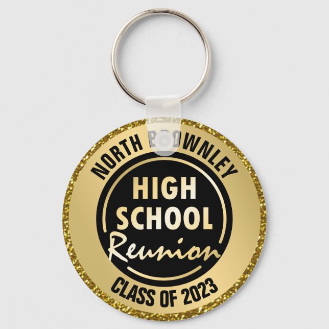 Gold and Black class reunion keychain (Front)
