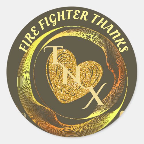 Gold And Black Classic Trendy Modern Firefighter  Classic Round Sticker