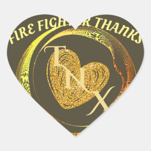 Gold And Black Classic Trendy Modern Firefighter  Heart Sticker