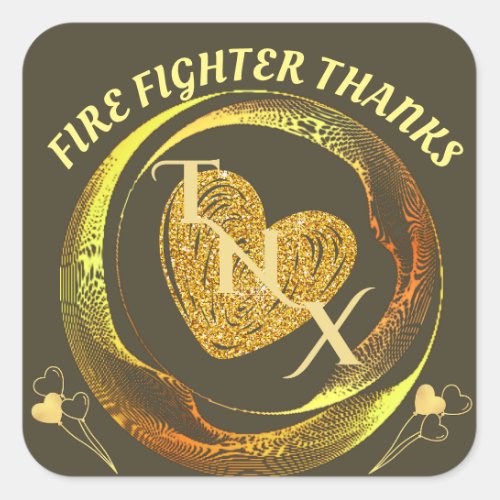 Gold And Black Classic Trendy Modern Firefighter  Square Sticker