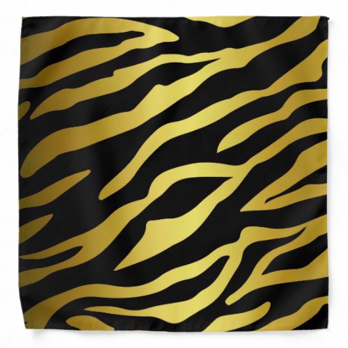 Gold and black colors tiger fur stripes pattern bandana