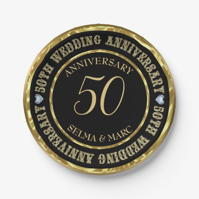 Gold And Black Combination Paper Plates (Front)