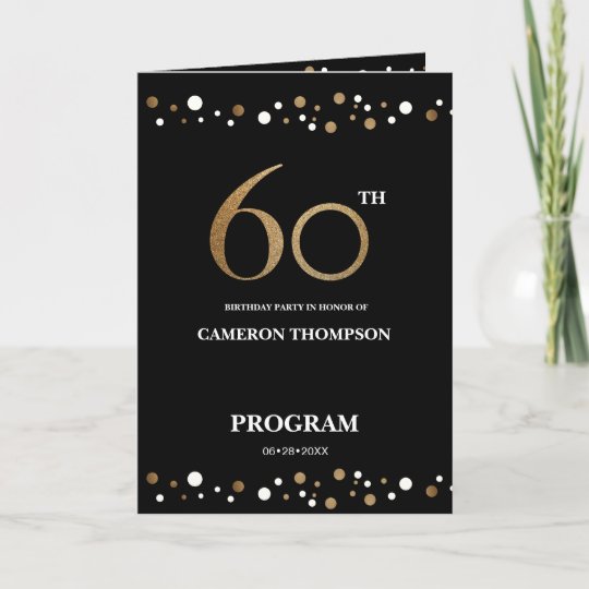 gold-and-black-confetti-60th-birthday-program-zazzle