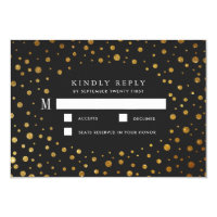 Gold and Black Confetti Foil Wedding RSVP Cards