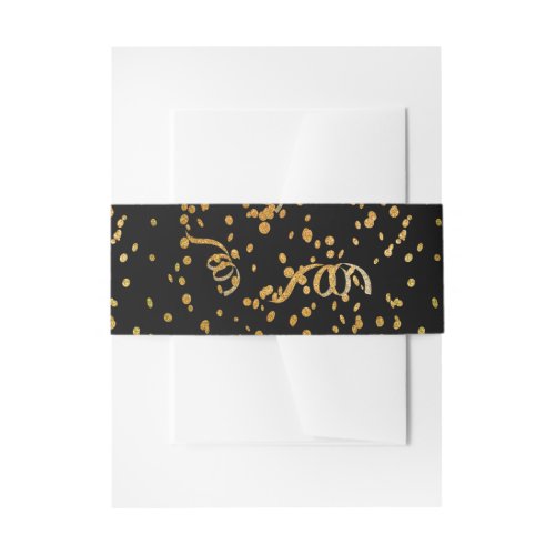 Gold and Black Confetti Wedding Belly Band